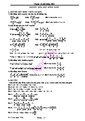 Toán 9 - Chuyên đề 6 Bất đẳng thức